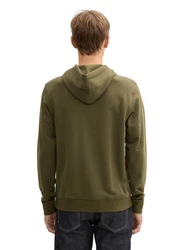 TOM TAILOR Hoodie Sweatshirt mit Logo Print Dunkelgrün/Khaki