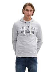 TOM TAILOR Hoodie Sweatshirt mit Logo Print Grau