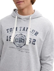 TOM TAILOR Hoodie Sweatshirt mit Logo Print Grau