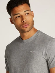 Tommy Jeans T-Shirt TJM SLIM LINEAR CHEST SS TEE EXT mit Logodruck Hellgrau/Grau/Dunkelgrau