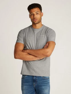 Tommy Jeans T-Shirt TJM SLIM LINEAR CHEST SS TEE EXT mit Logodruck Hellgrau/Grau/Dunkelgrau