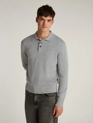 Tommy Jeans Polokragenpullover TJM Slim Essential Polo Sweater grau