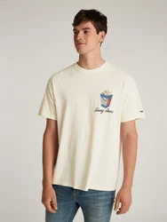 Tommy Jeans T-Shirt TJM RLX NOVELTY 2 GMD TEE Khaki/Creme/Beige/Weiß