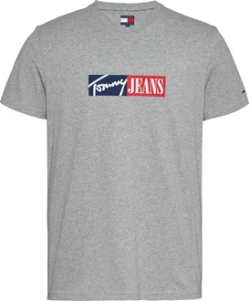 Tommy Jeans T-Shirt Grau/Dunkelblau/Hellblau