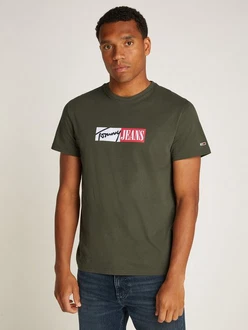 Tommy Jeans T-Shirt Dunkelgrün/Khaki