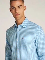 Tommy Jeans Karohemd TJM POPLIN CHECK SHIRT Hellblau/Blau