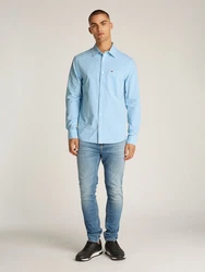 Tommy Jeans Karohemd TJM POPLIN CHECK SHIRT Hellblau/Blau