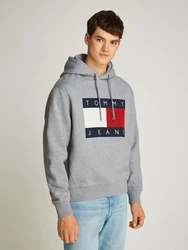 Tommy Jeans Hoodie TJM MELANGE FLAG HOODIE Grau/Hellblau/Silber/Hellgrau