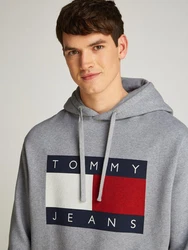Tommy Jeans Hoodie TJM MELANGE FLAG HOODIE Grau/Hellblau/Silber/Hellgrau
