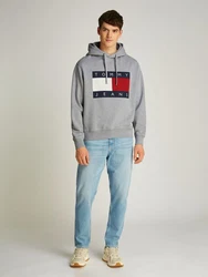 Tommy Jeans Hoodie TJM MELANGE FLAG HOODIE Grau/Hellblau/Silber/Hellgrau