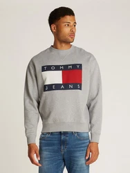 Tommy Jeans Sweatshirt TJM MELANGE FLAG CREW Hellblau/Grau