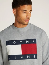Tommy Jeans Sweatshirt TJM MELANGE FLAG CREW Hellblau/Grau