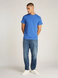 Tommy Jeans T-Shirt TJM SLIM LINEAR CHEST SS TEE EXT mit Logodruck Blau/Hellblau