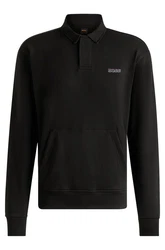 BOSS ORANGE Sweatshirt mit Polokragen lila/schwarz