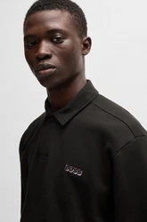 BOSS ORANGE Sweatshirt mit Polokragen lila/schwarz