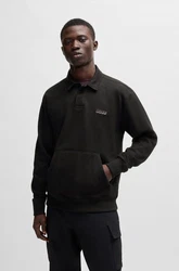 BOSS ORANGE Sweatshirt mit Polokragen lila/schwarz
