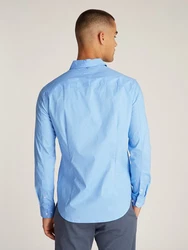 Tommy Jeans Herren Original Stretch Langarm Slim Fit Freizeithemd Hellblau/Blau