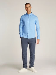 Tommy Jeans Herren Original Stretch Langarm Slim Fit Freizeithemd Hellblau/Blau