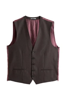 Next Anzugweste Slim Fit Signature Tollegno Anzug Lila/Bordeaux/Dunkelrot/Braun/Dunkelbraun