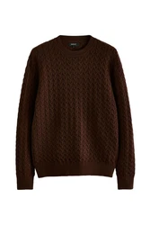Next Rundhalspullover Regular Fit Strickpullover Dunkelbraun/Braun/Bordeaux/Dunkelrot