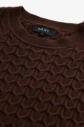 Next Rundhalspullover Regular Fit Strickpullover Dunkelbraun/Braun/Bordeaux/Dunkelrot