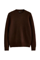 Next Rundhalspullover Regular Fit Strickpullover Dunkelbraun/Braun/Bordeaux/Dunkelrot