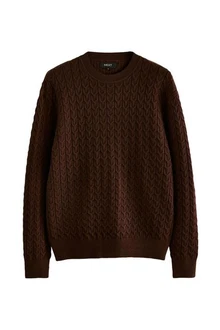 Next Rundhalspullover Regular Fit Strickpullover Dunkelbraun/Braun/Bordeaux/Dunkelrot