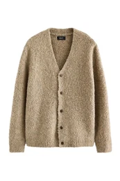 Strickjacke Regular Fit Boucl-Strickjacke mit Wolle (1-tlg)