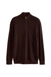 Next Strickpullover Regular Fit Signature Strukturierter Troyer Dunkelbraun/Dunkelrot/Braun/Bordeaux