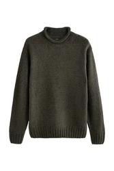 Next Strickpullover mit Tulpenkragen im Regular Fit (1-tlg) Dunkelgrün/Khaki