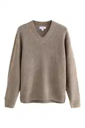 V-Ausschnitt-Pullover Regular Fit Pullover mit V-Ausschnitt und Wolle (1-tlg)