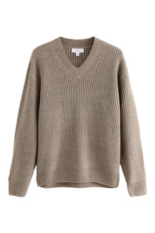 Next V-Ausschnitt-Pullover Regular Fit Beige/Braun/Khaki/Grau