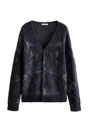 Strickjacke Strukturierte Strickjacke mit Wolle (1-tlg)
