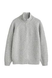 Strickjacke Regular Fit Signature Reiverschlussjacke Merino (1-tlg)
