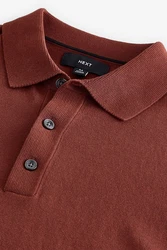 Next Langarm-Poloshirt Slim Fit Braun/Rot/Orange/Dunkelrot