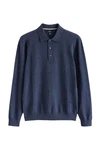Next Langarm-Poloshirt Slim Fit Dunkelblau/Blau Next Langarm-Poloshirt Slim Fit Dunkelblau/Blau