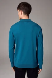 Next Langarm-Poloshirt Slim Fit Türkis/Hellblau/Blau/Grün