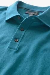 Next Langarm-Poloshirt Slim Fit Türkis/Hellblau/Blau/Grün