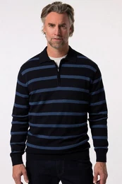 Rundhalspullover Strickpullover mit Polokragen Ringel