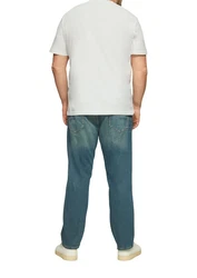 s.Oliver T-Shirt mit V-Ausschnitt und Logo-Print Artwork Grau/Weiß/Hellgrau