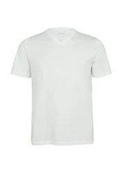 s.Oliver T-Shirt mit V-Ausschnitt und Logo-Print Artwork Grau/Weiß/Hellgrau
