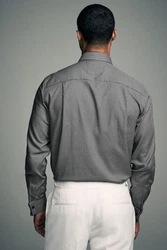 Next Langarmhemd Slim Fit Hemd und Krawatte Set Grau/Dunkelgrau