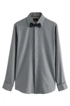 Next Langarmhemd Slim Fit Hemd und Krawatte Set Grau/Dunkelgrau