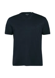 s.Oliver T-Shirt mit V-Ausschnitt und Logo-Print Artwork 
