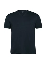 s.Oliver T-Shirt mit V-Ausschnitt und Logo-Print Artwork 