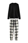 Next Pyjama Strukturierter Schlafanzug mit langem Arm Schwarz/Creme/Grün/Gelb/Braun