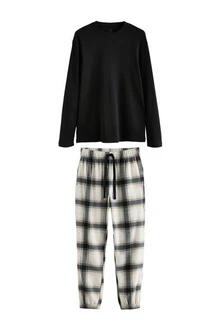 Next Pyjama Strukturierter Schlafanzug mit langem Arm Schwarz/Creme/Grün/Gelb/Braun