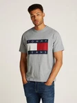 Tommy Jeans T-Shirt TJM RLX MELANGE BIG FLAG TEE Grau/Hellblau/Dunkelgrün