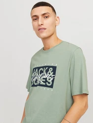 JACK & JONES T-Shirt 'JJColton' Dunkelgrün/Grün