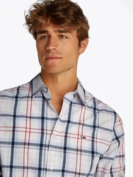 Tommy Jeans Langarmhemd TJM REG POPLIN CHECK SHIRT Hellblau/Rot